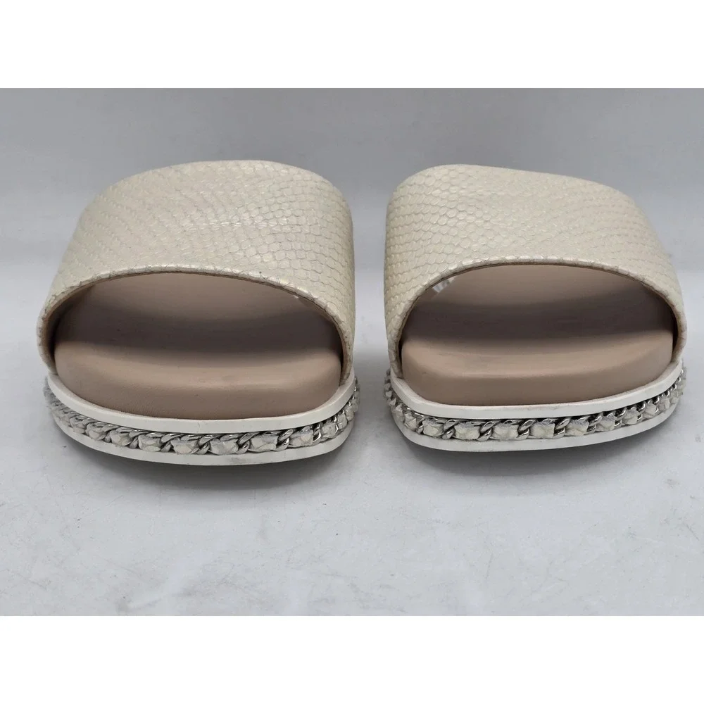 Karl Lagerfeld Paris Women's Billisnake Slide Sandal Slip on iridescent Sz 7.5 M